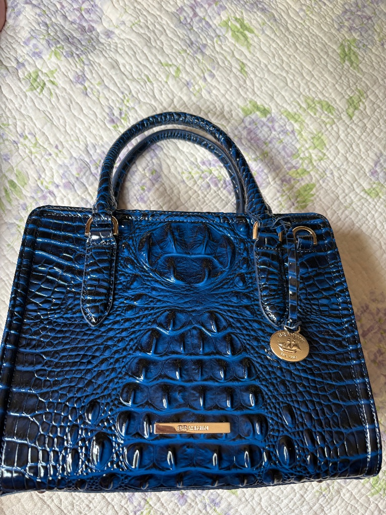 Brahmin Cami Satchel Handbag In Anchor Blue Navy With Jane Wallet